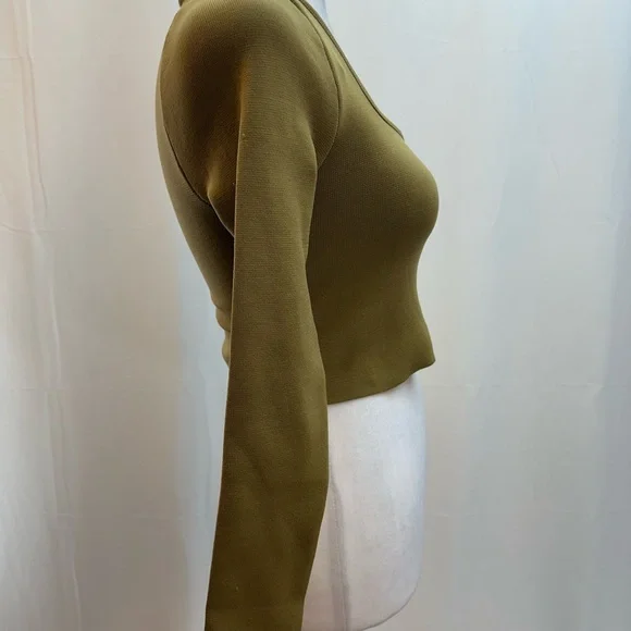 Zara Green Long Sleeve Crop Top S - Picture 3 of 4